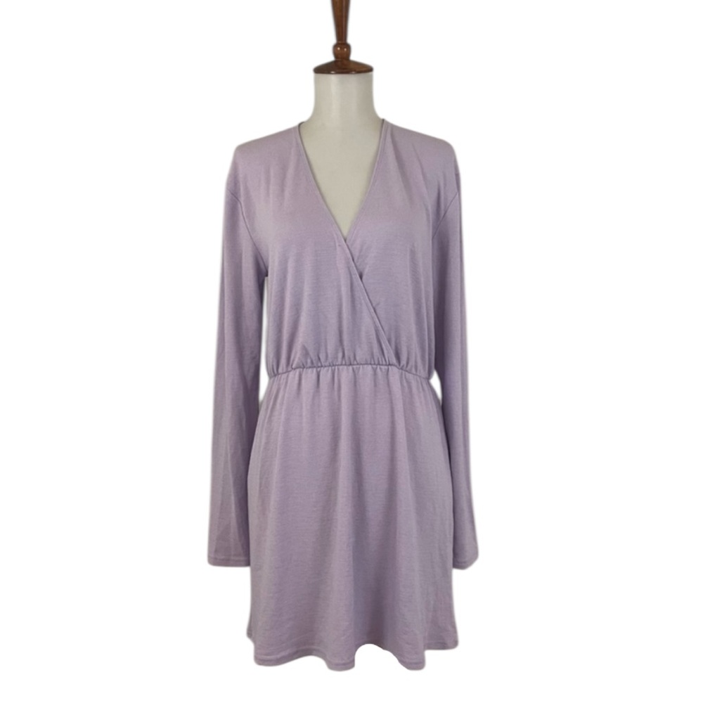Wilfred Free Giulia Dress Women’s M Purple Knit V-Neck Long Sleeve‎ Casual